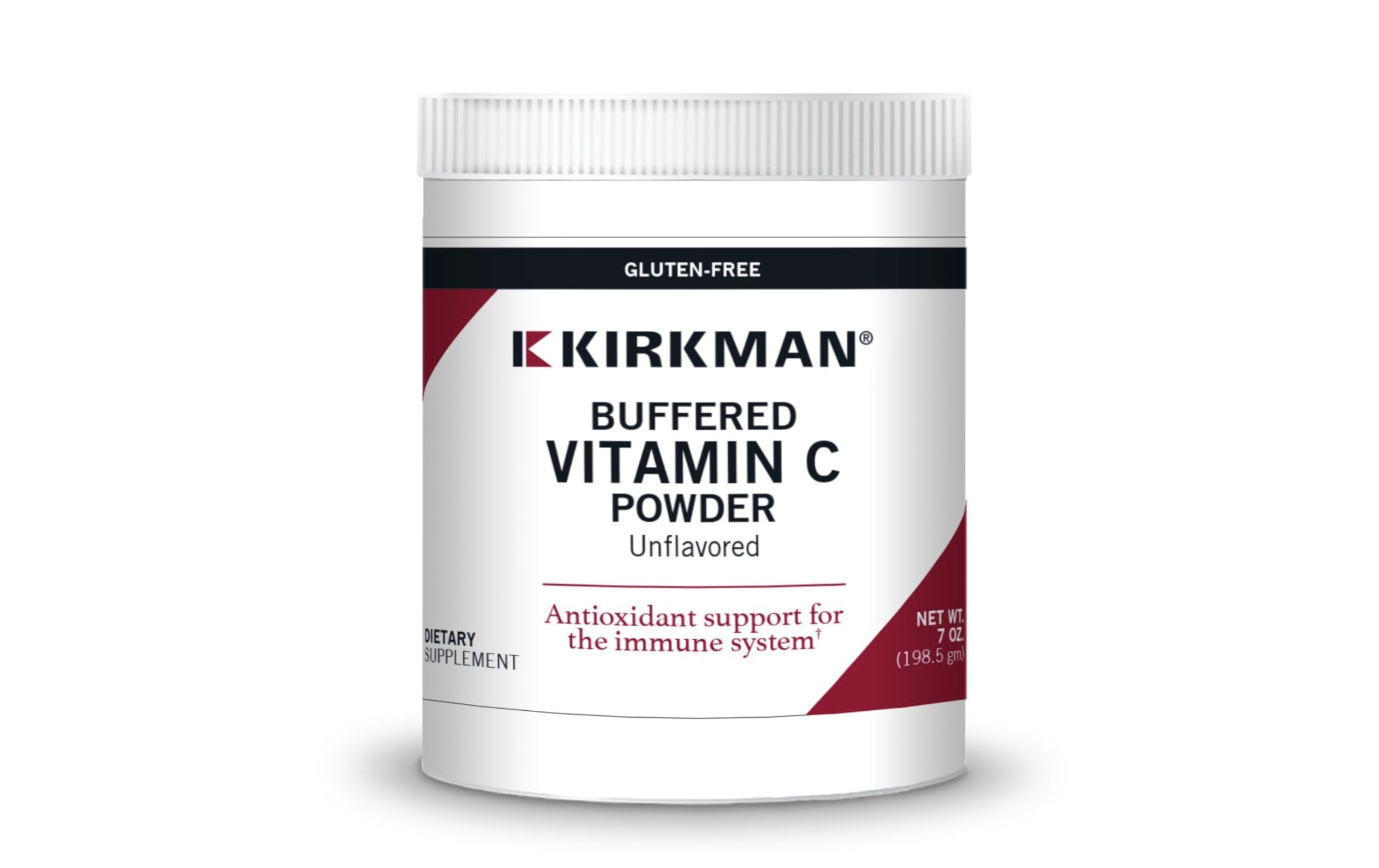 Kirkman Vitamina C Bufferada en polvo, bote, apoyo antioxidante suave para el estómago.