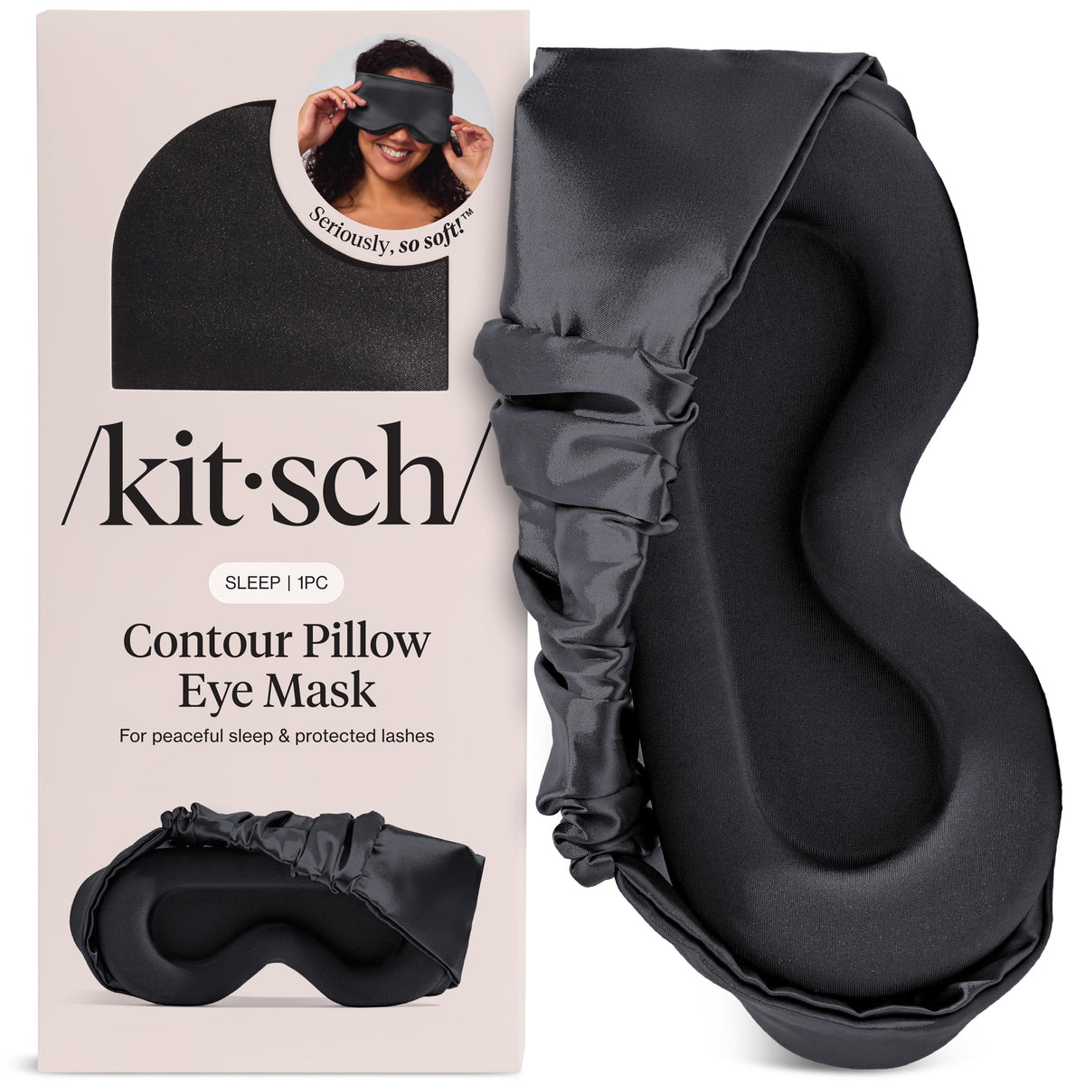 Kitsch antifaz frontal mostrando bloqueo de luz y confort