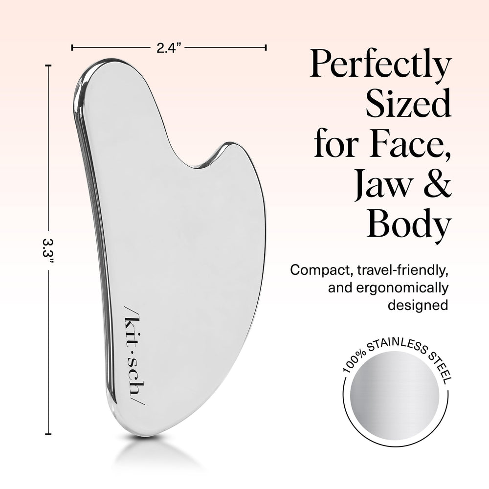 Kitsch gua sha junto a serum, optimiza absorción y distribución del producto