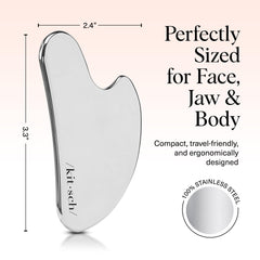 Kitsch gua sha junto a serum, optimiza absorción y distribución del producto