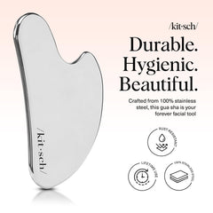 Detalle pulido del borde Kitsch gua sha que muestra precisión y seguridad