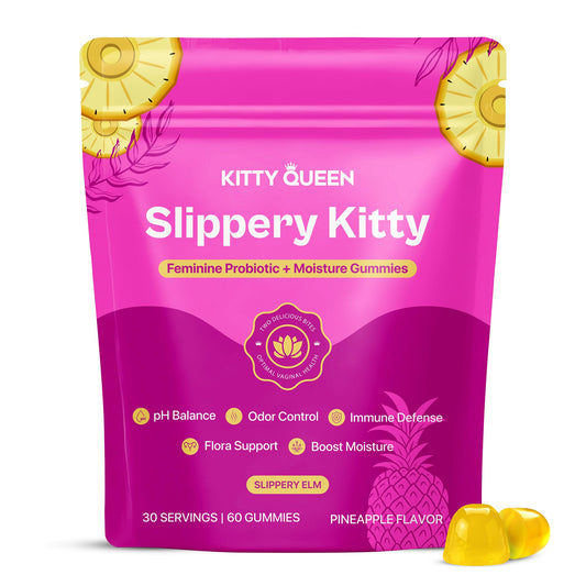 KITTYQUEEN envase frontal mostrando 60 gomitas y beneficios