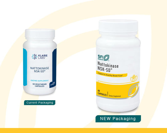 Klaire Labs Nattokinase NSK-SD capsules arranged for easy daily dosing.