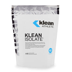 Klean Athlete envase frontal mostrando etiqueta y ventaja de proteína certificada