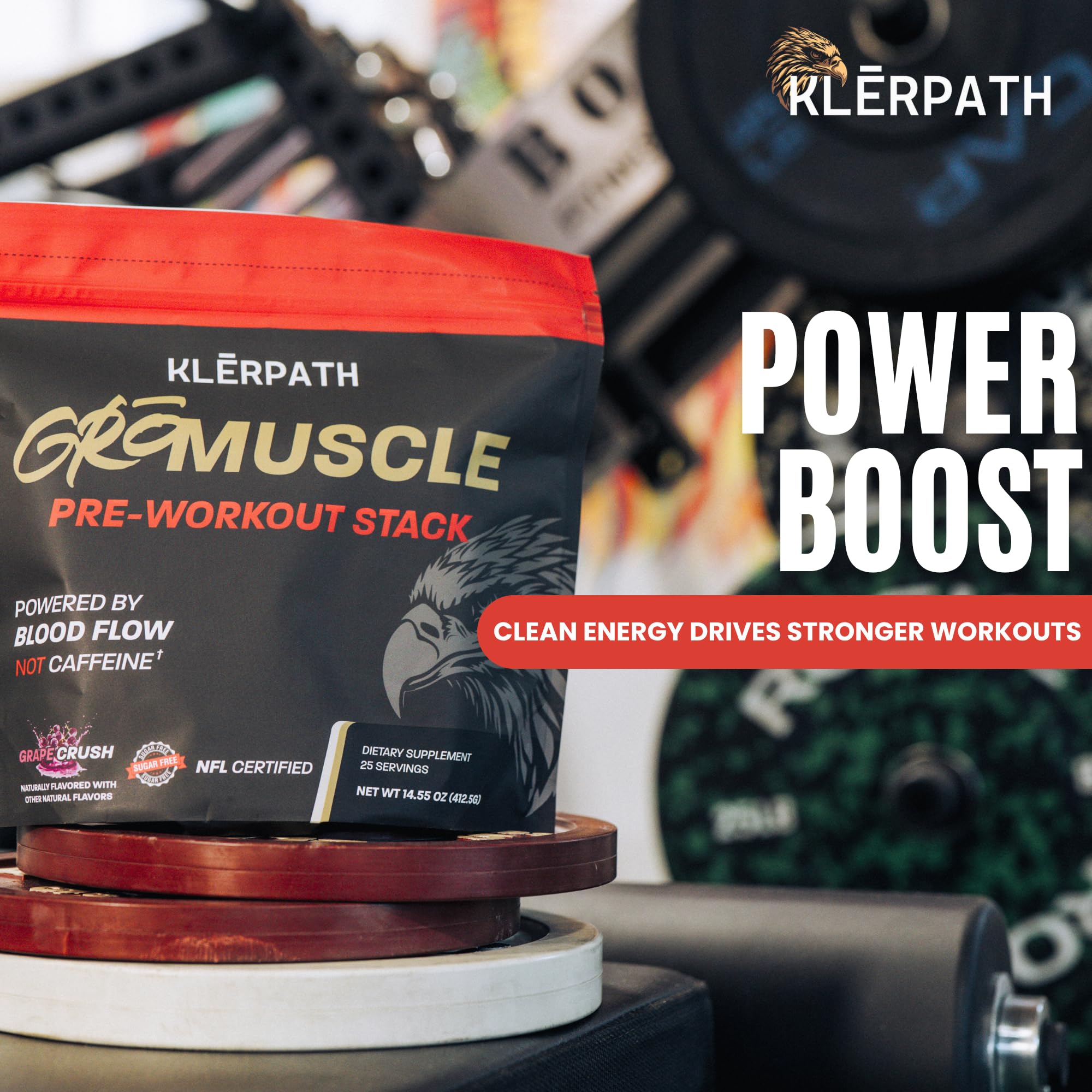 Klerpath GroMuscle detalle de la etiqueta con ingredientes clave y beneficios