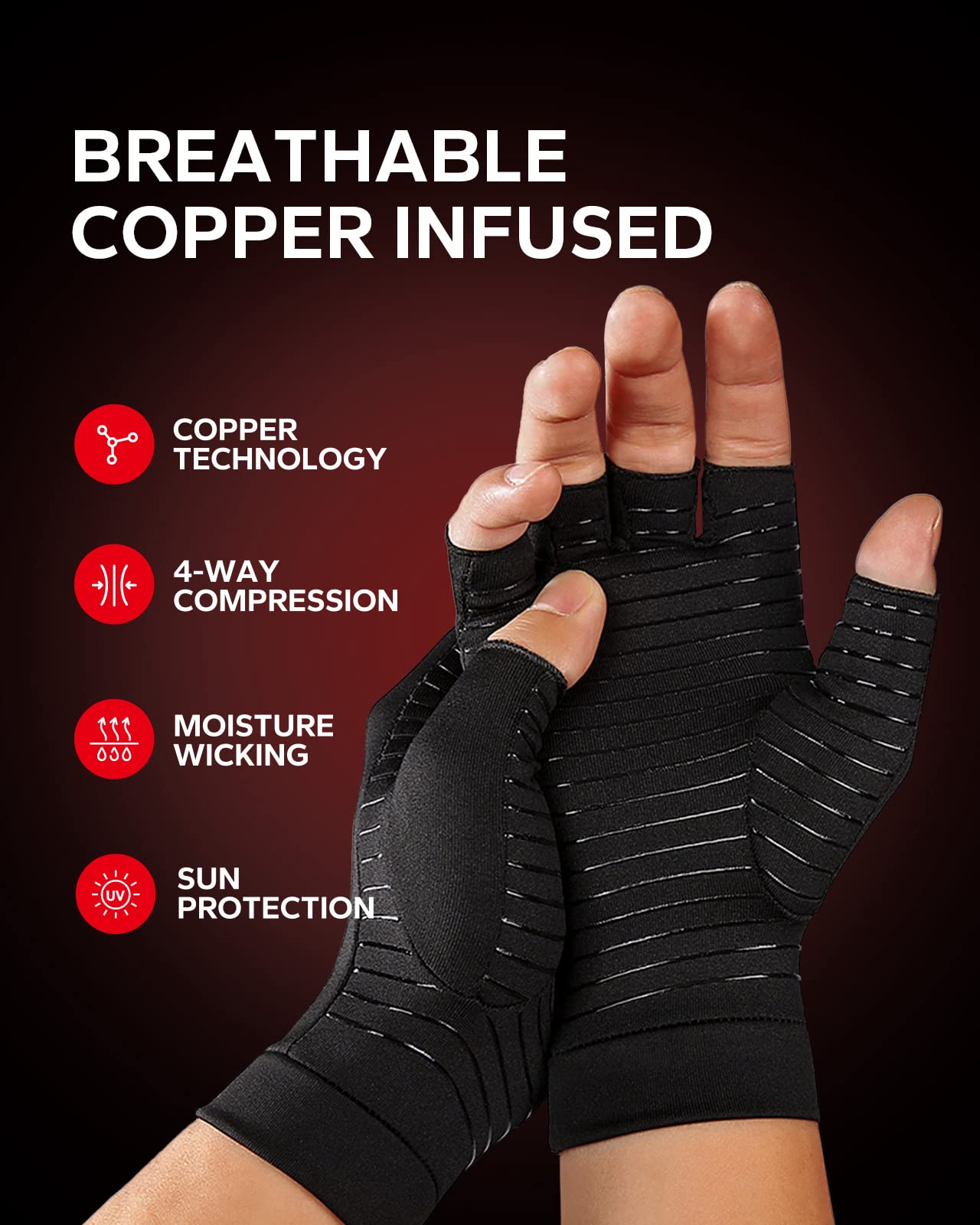 Guantes sin dedos KMEIVOL en mano realizando tareas y manteniendo destreza