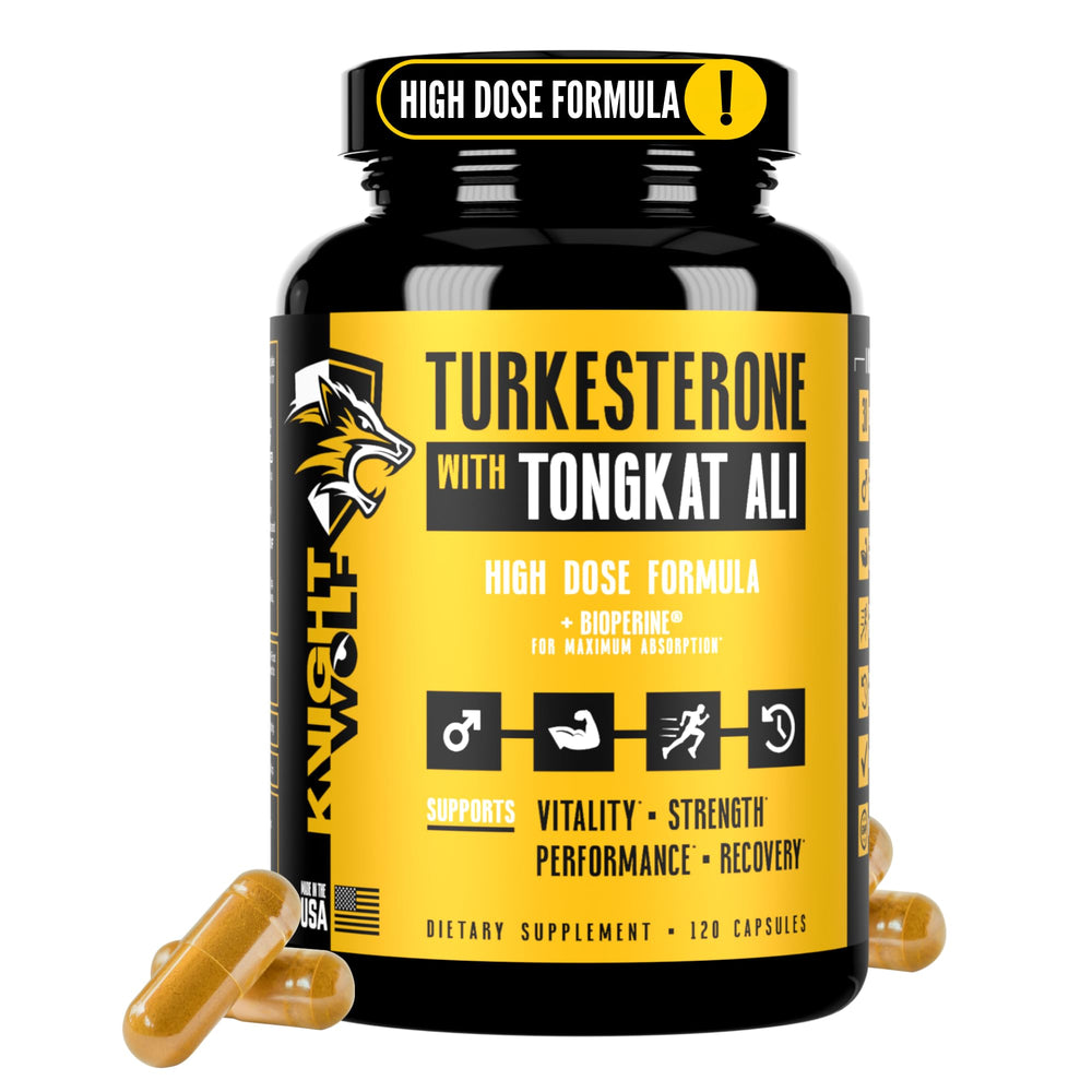 KNIGHT WOLF SUPPS vista frontal del envase mostrando fuerza y dosis alta