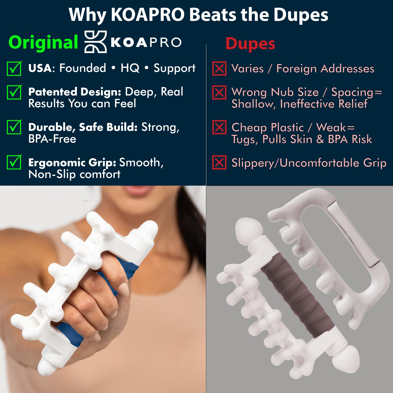 KOA KOAPRO detalle de textura del polímero, duradero y seguro para piel