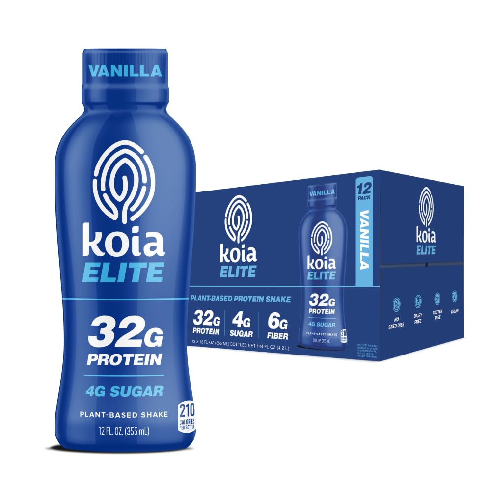 Koia botella frontal vainilla mostrando etiqueta y beneficio proteico