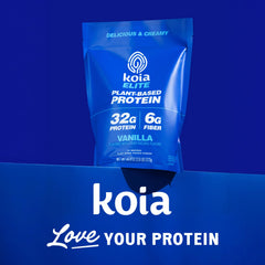 Koia etiqueta nutricional mostrando 32 g proteína y vitaminas