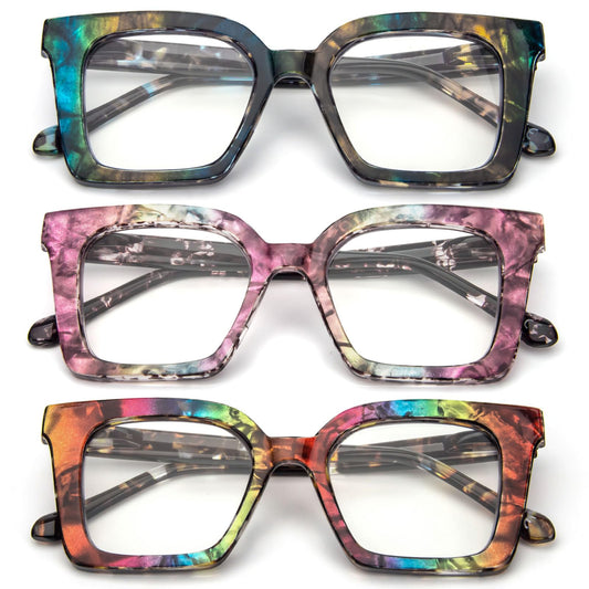 KoKoBin vista frontal del pack con tres gafas y estuches, ofrece versatilidad