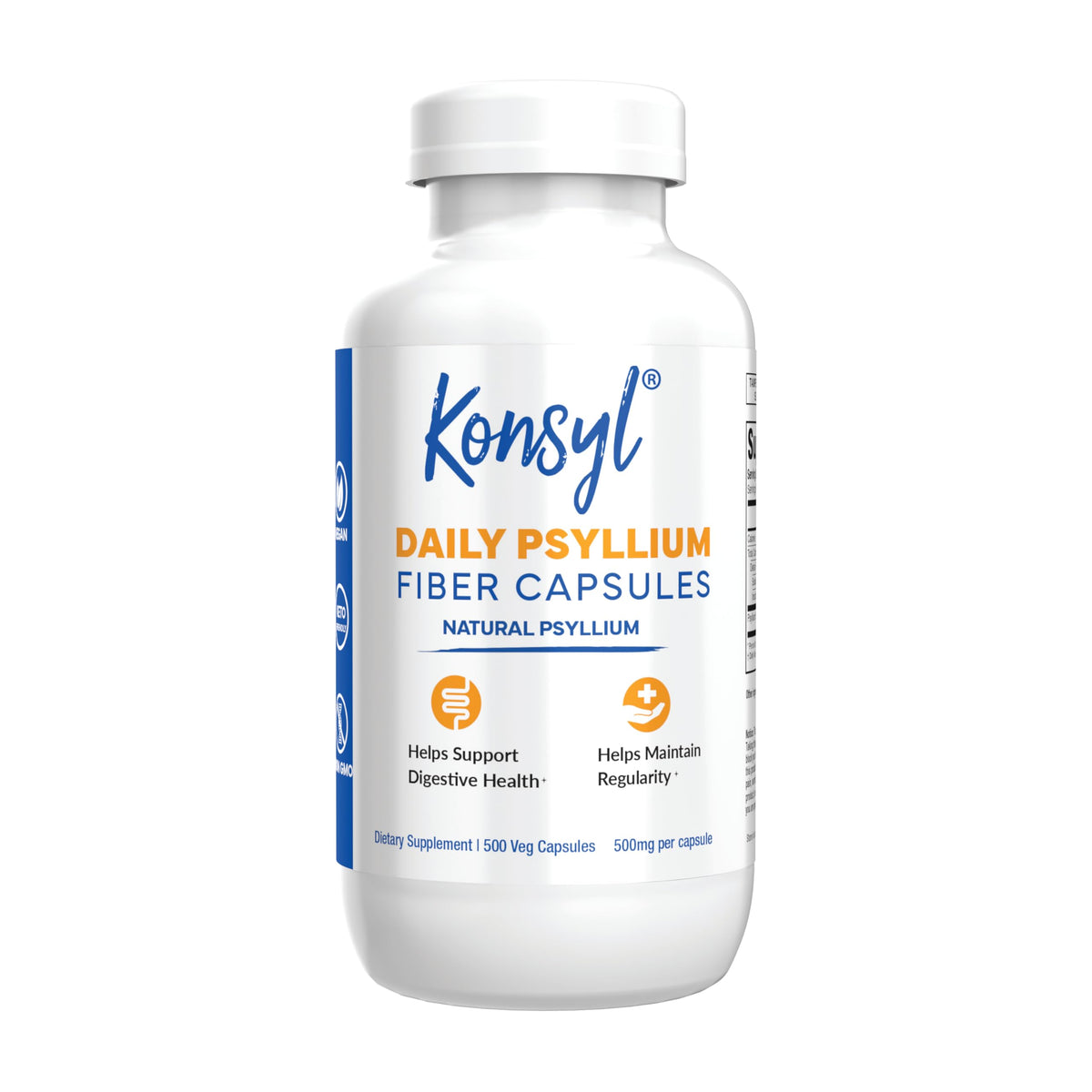 Konsyl empaque frontal de cápsulas mostrando 500 unidades y conveniencia