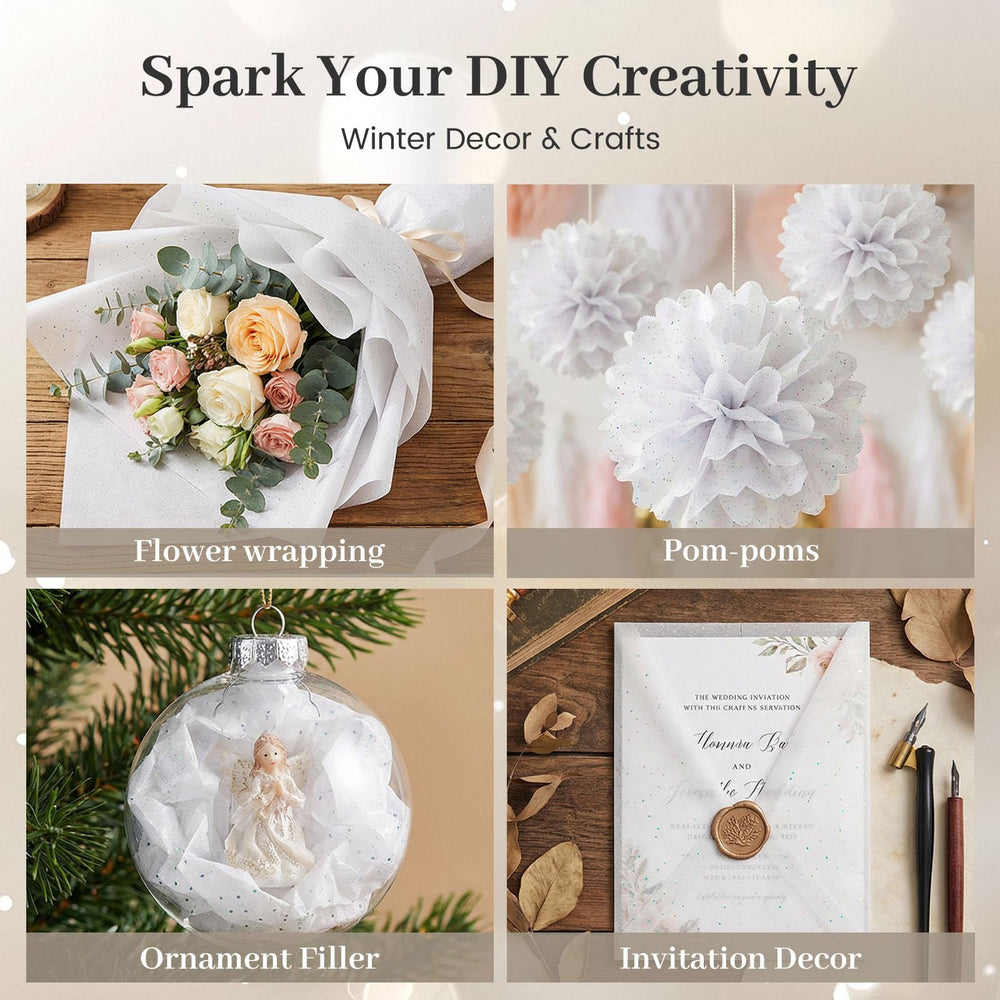 Koogel proyecto DIY con copos de nieve brillantes para decoraciones festivas