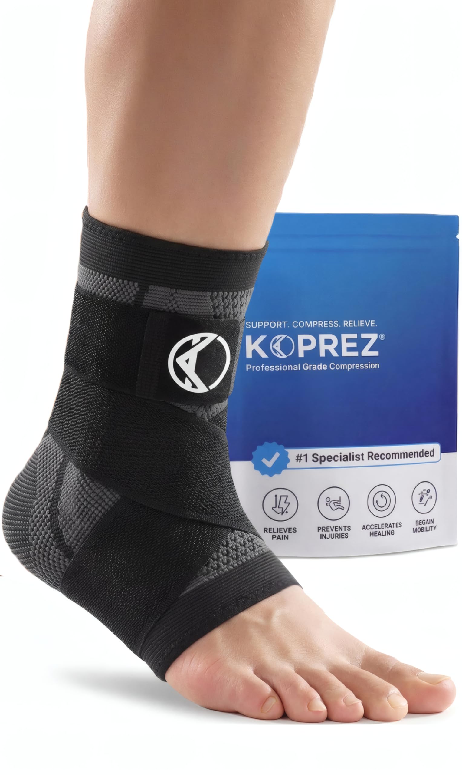 Koprez empaque frontal mostrando soporte y beneficios visibles