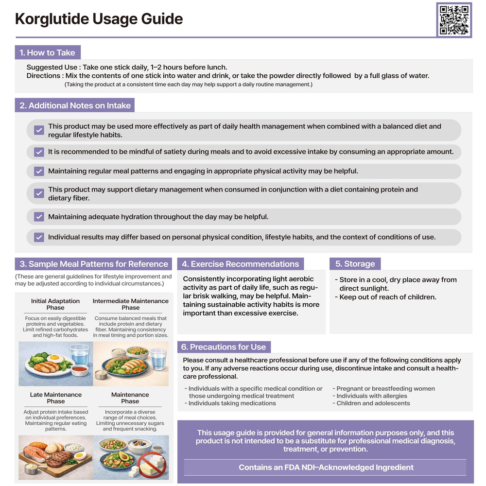 Korglutide stick mezclado en vaso con agua fría, disolución rápida