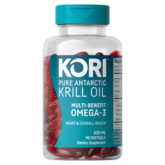 Kori Krill envase frontal mostrando cápsulas y beneficios clave