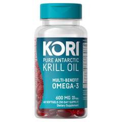 Kori Krill frente del envase mostrando 60 cápsulas y beneficios