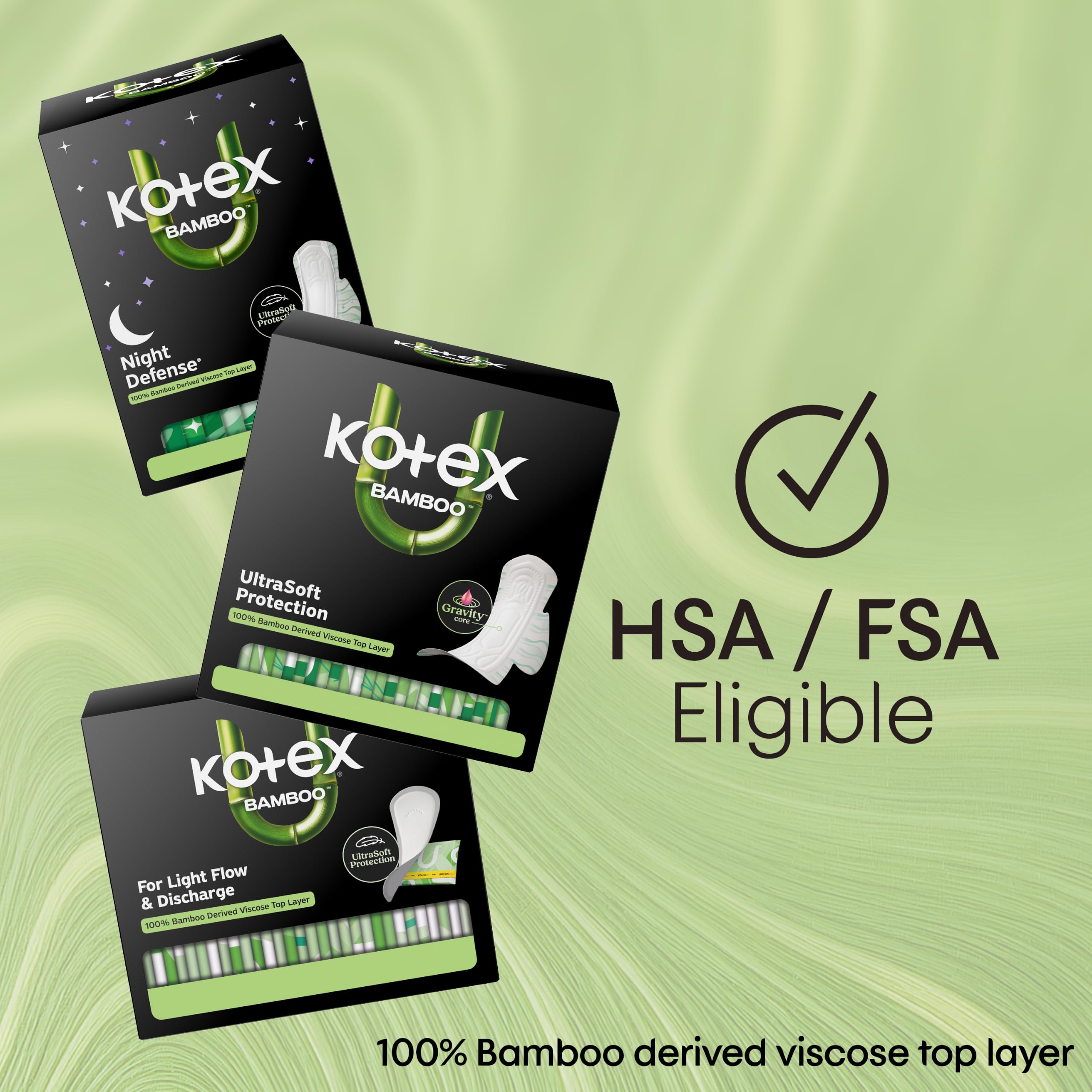 Kotex compresa junto a regla para mostrar ultradelgadez y portabilidad