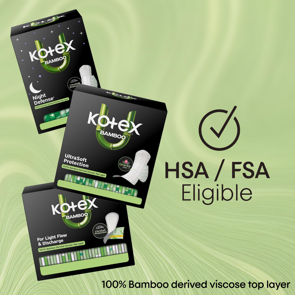 Kotex compresa junto a regla para mostrar ultradelgadez y portabilidad