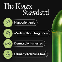 Paquete abierto con 88 Kotex Bamboo Ultra Thin, tamaño de suministro prolongado