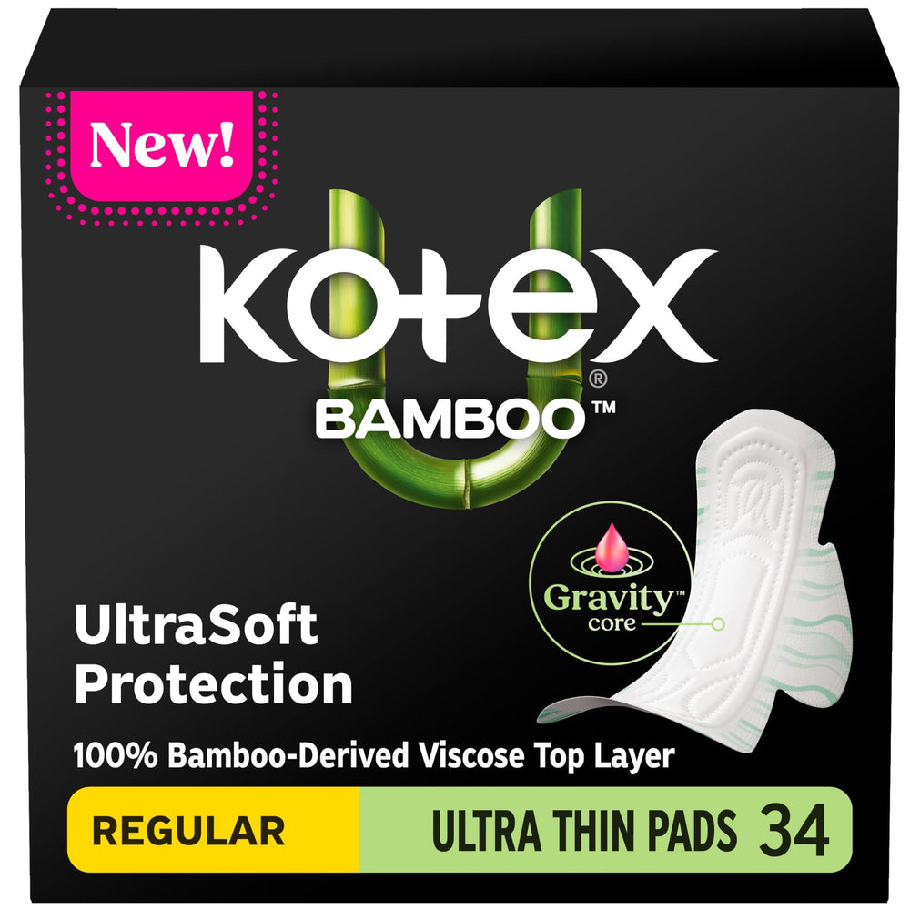 Kotex presentación frontal del paquete mostrando suavidad y discreción