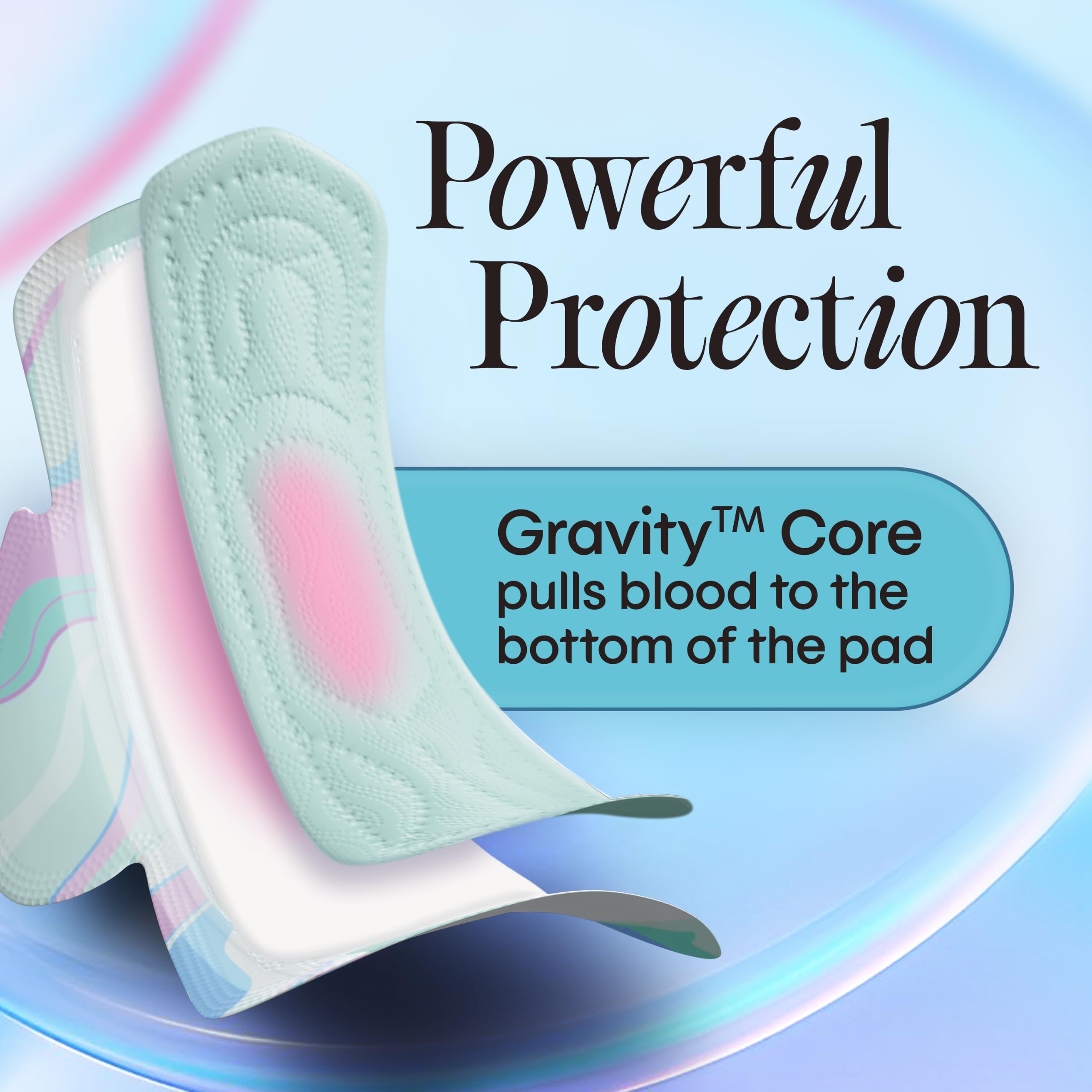 Kotex toalla en uso sobre ropa interior con comodidad