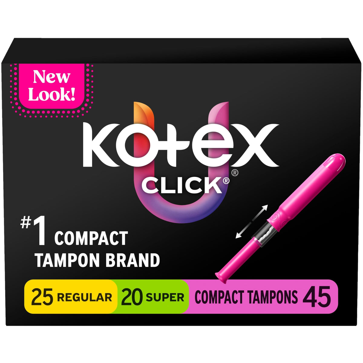 U by Kotex vista frontal del paquete muestra cantidad y diseño práctico