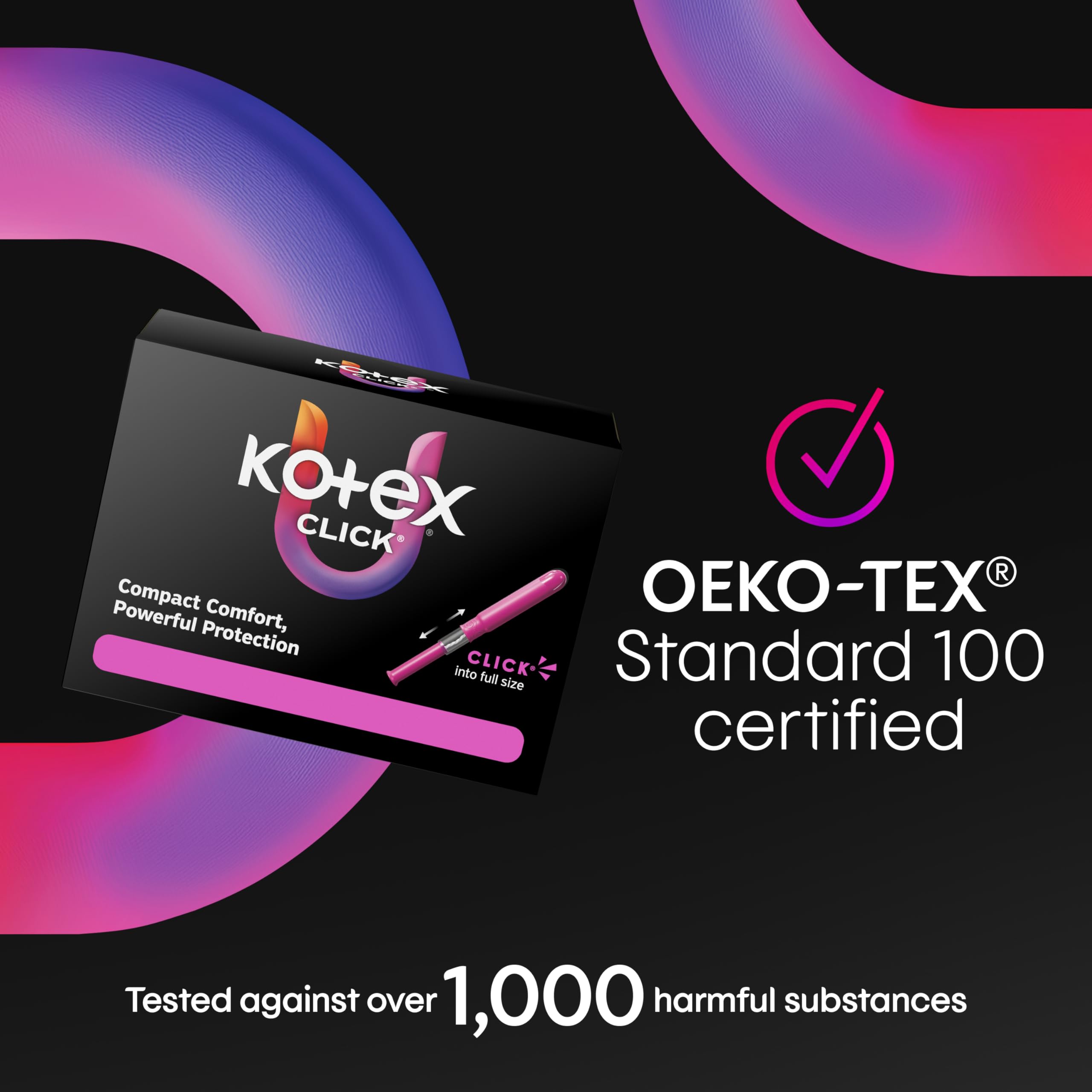 Kotex Click en un bolso de viaje enfatizando uso fuera de casa