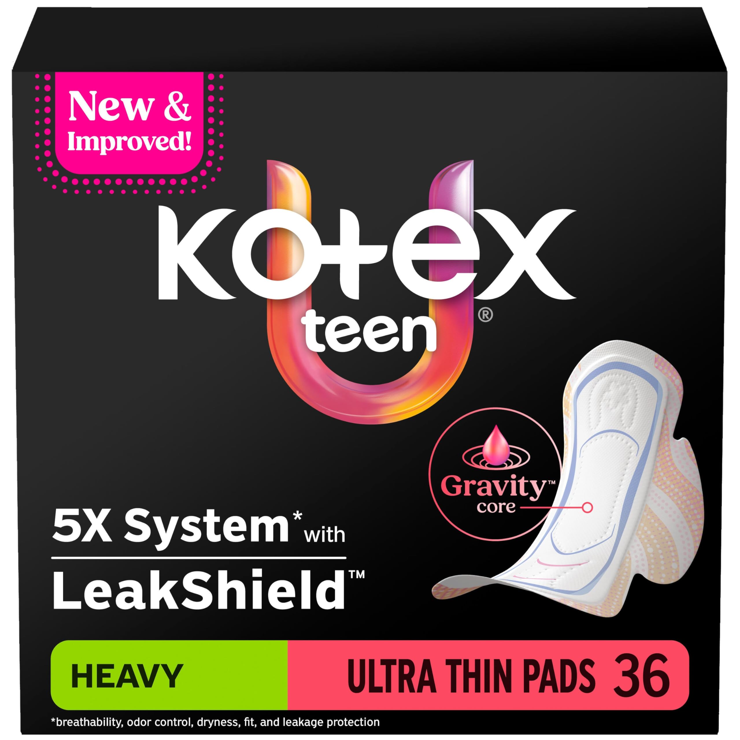 Kotex empaque frontal Teen Ultra Thin mostrando protección confiable