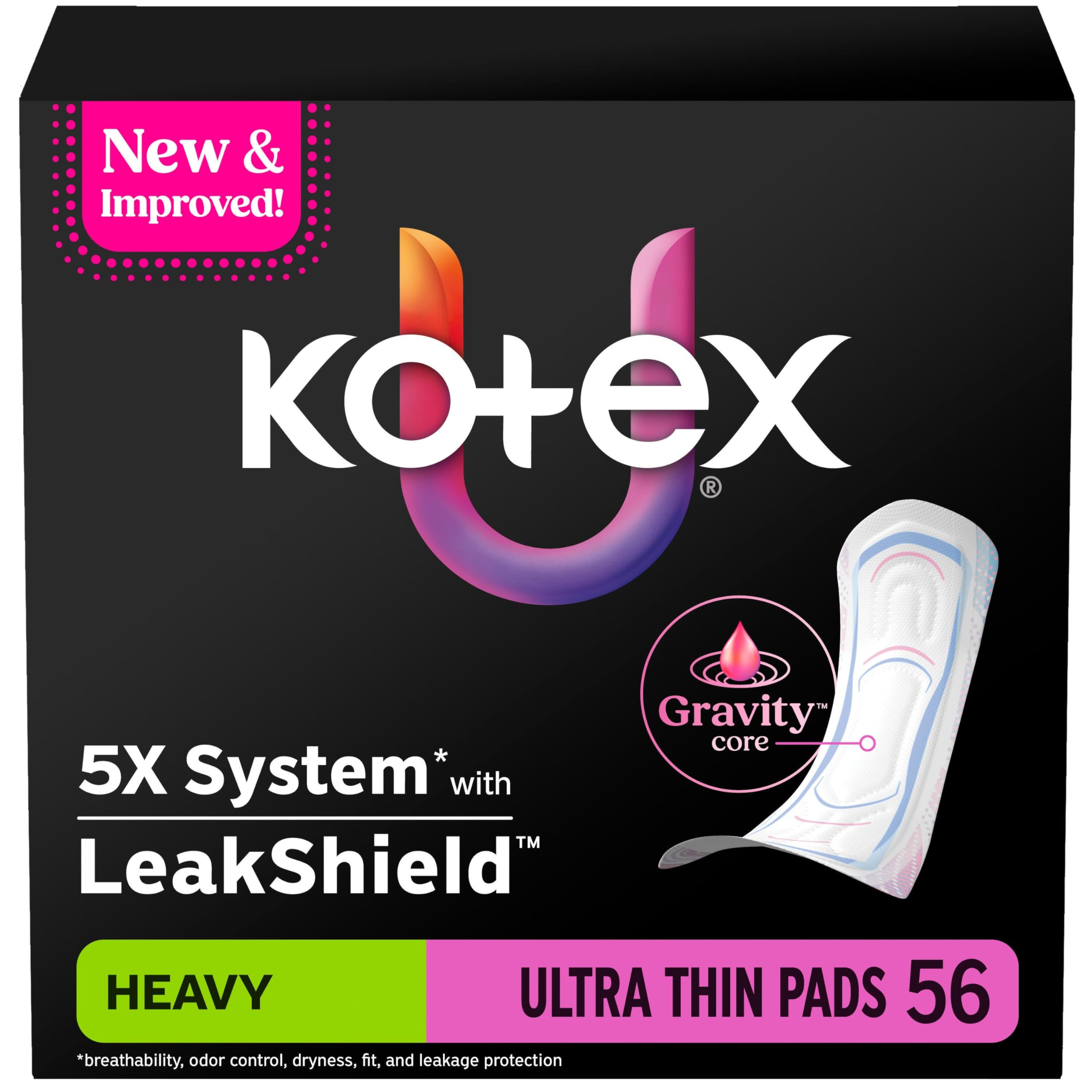Kotex empaque frontal mostrando 56 unidades y protección confiable