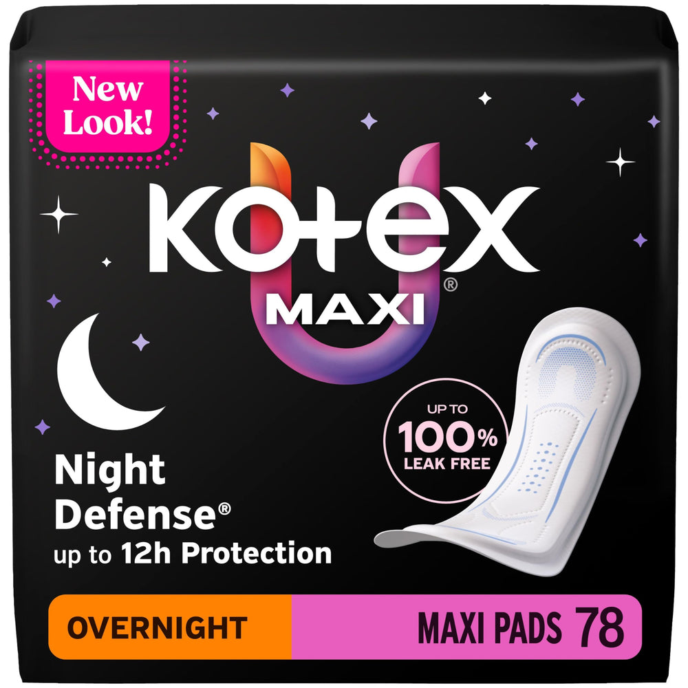 Kotex empaque frontal mostrando 78 unidades y ventaja de protección nocturna