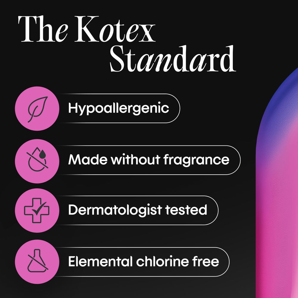 Kotex zoom en guardas laterales y barrera trasera, protección reforzada contra filtraciones