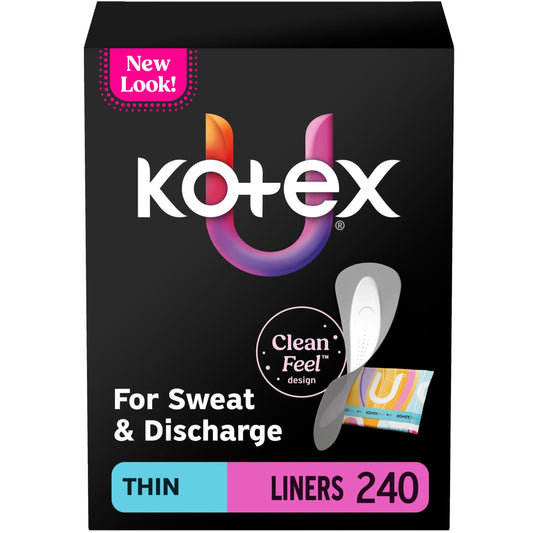Kotex empaque frontal mostrando conteo y beneficios, protección discreta
