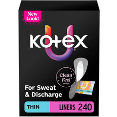 Kotex empaque frontal mostrando conteo y beneficios, protección discreta