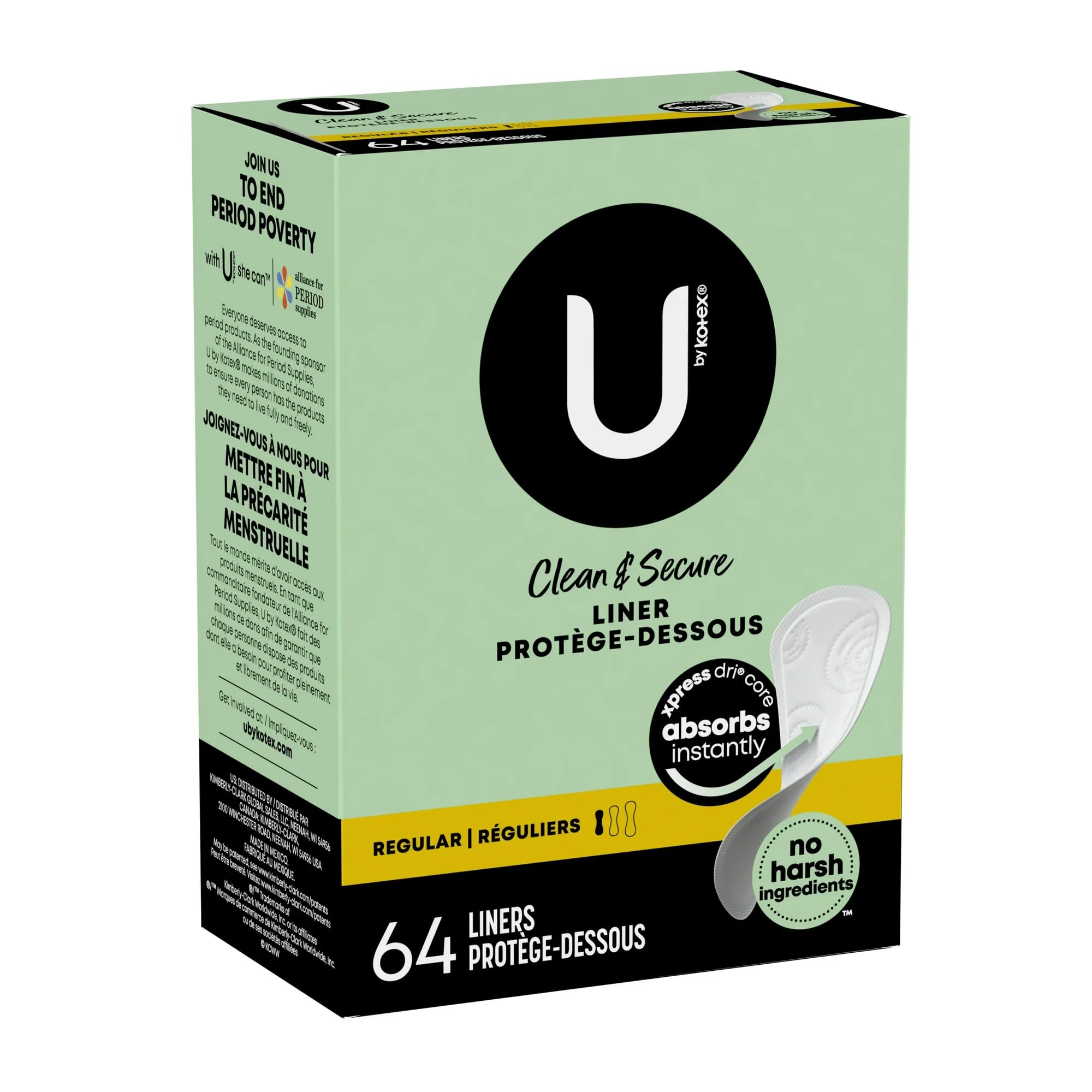Kotex protector individual delgado con adhesivo para fijación segura