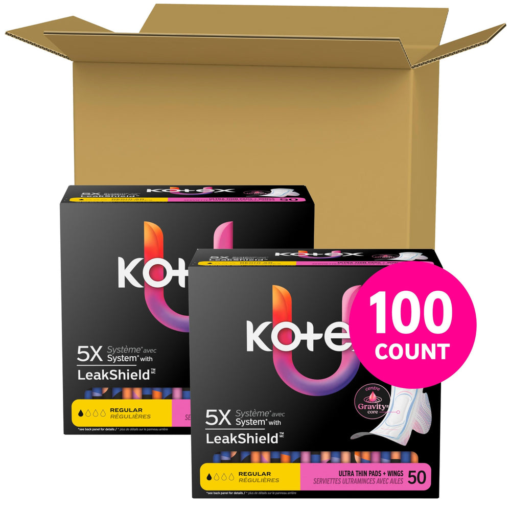 Kotex toalla desplegada mostrando perfil ultradelgado y ajuste cómodo