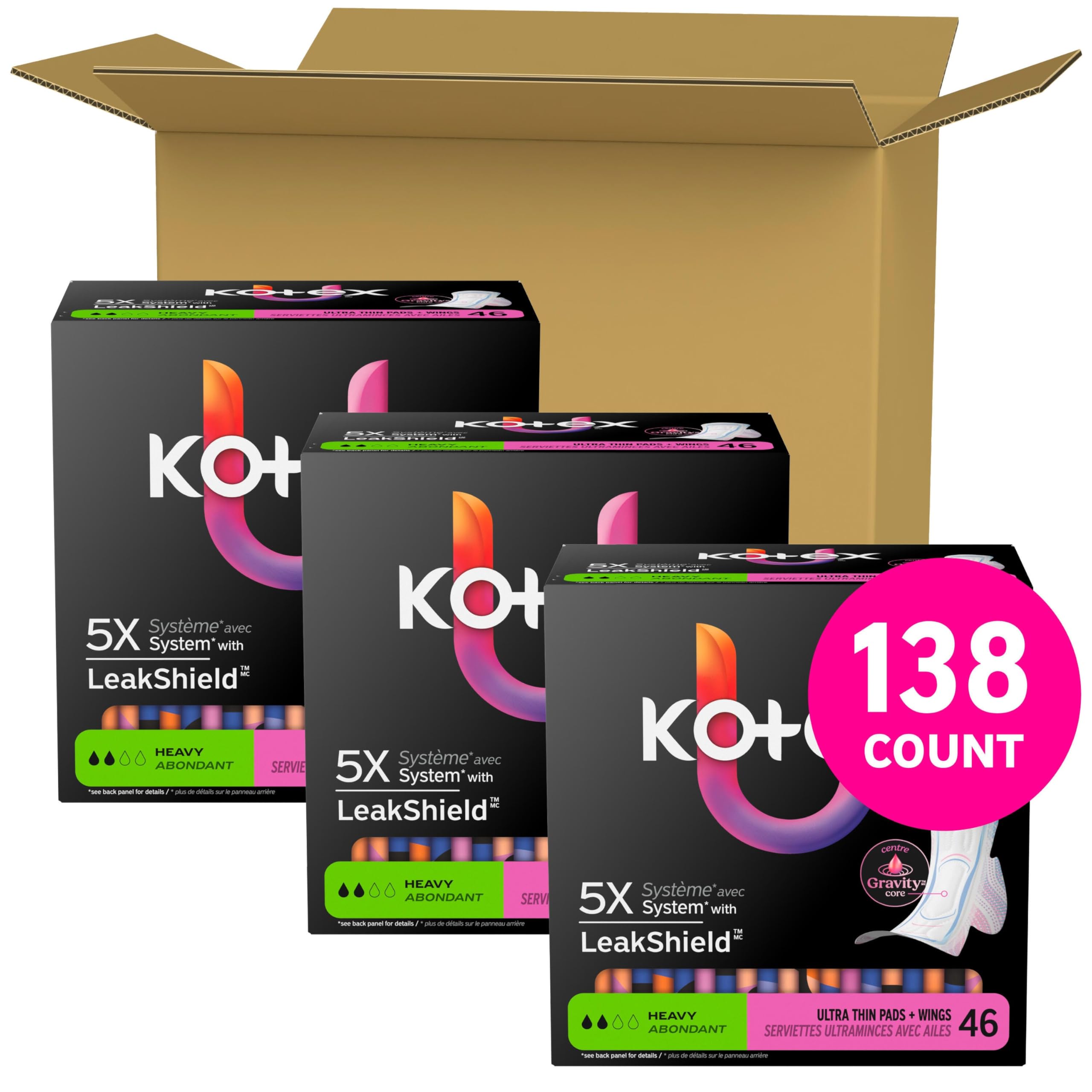 Kotex primer plano del Gravity Core que mantiene la piel seca