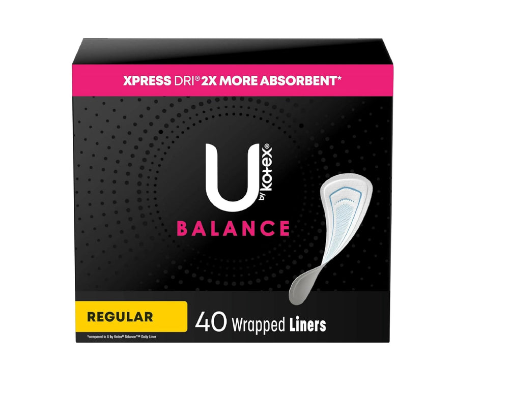 Kotex U Balance frente del empaque mostrando 40 unidades y comodidad diaria