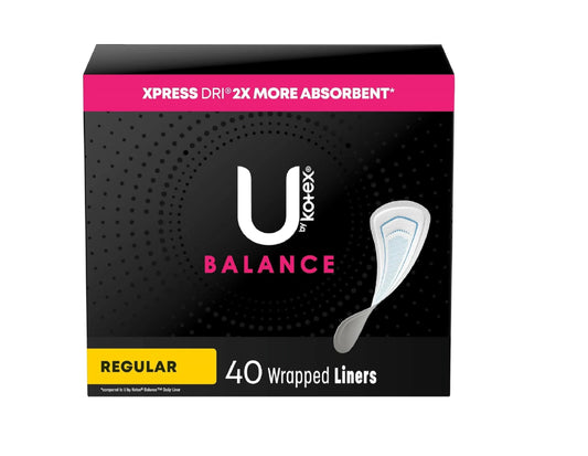 Kotex U Balance frente del empaque mostrando 40 unidades y comodidad diaria