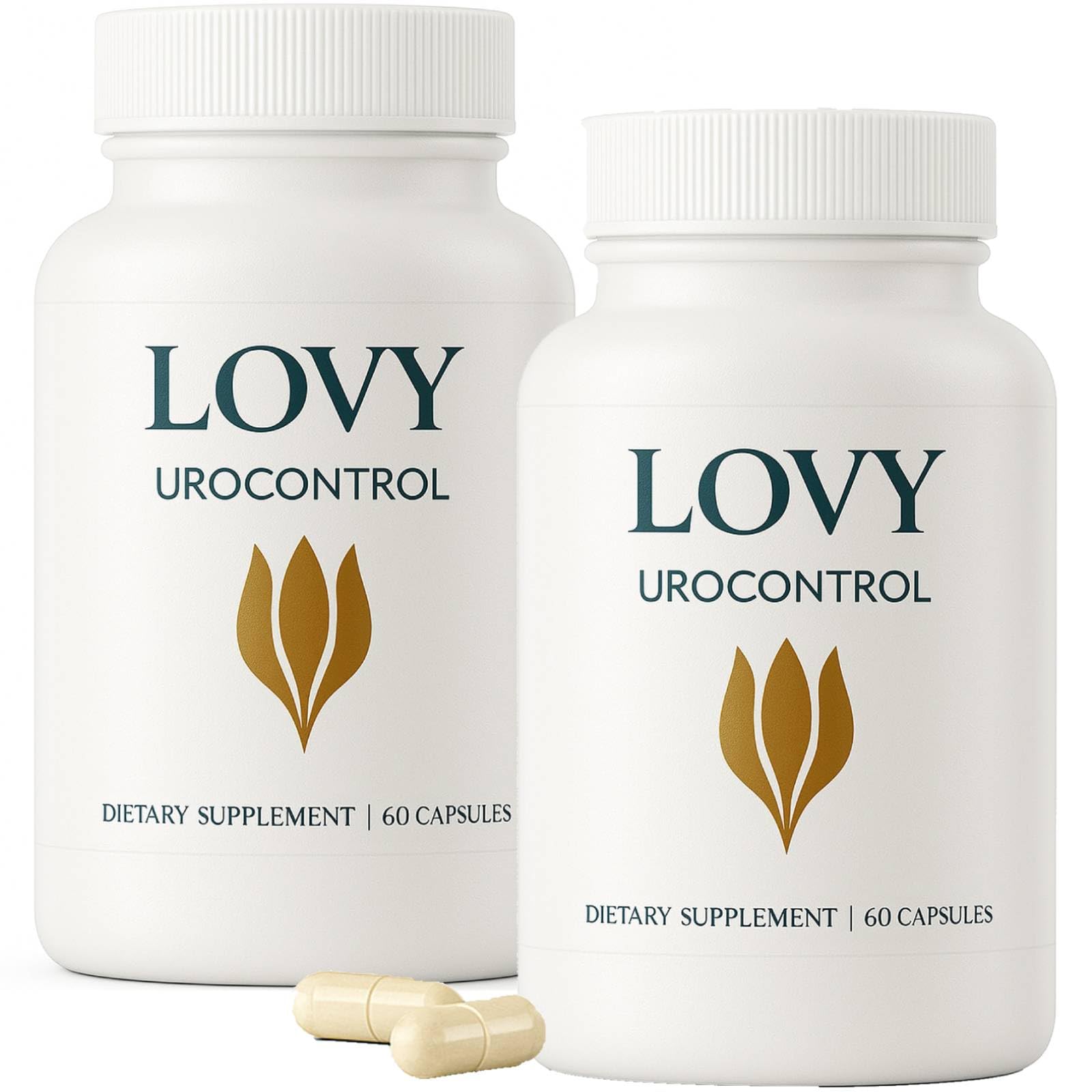 Frasco KOVGOCY Lovy Urocontrol mostrando diseño y cantidad de cápsulas para comodidad