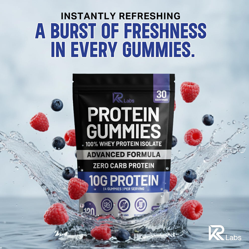 KR Labs gomitas en escritorio como snack saludable durante la jornada