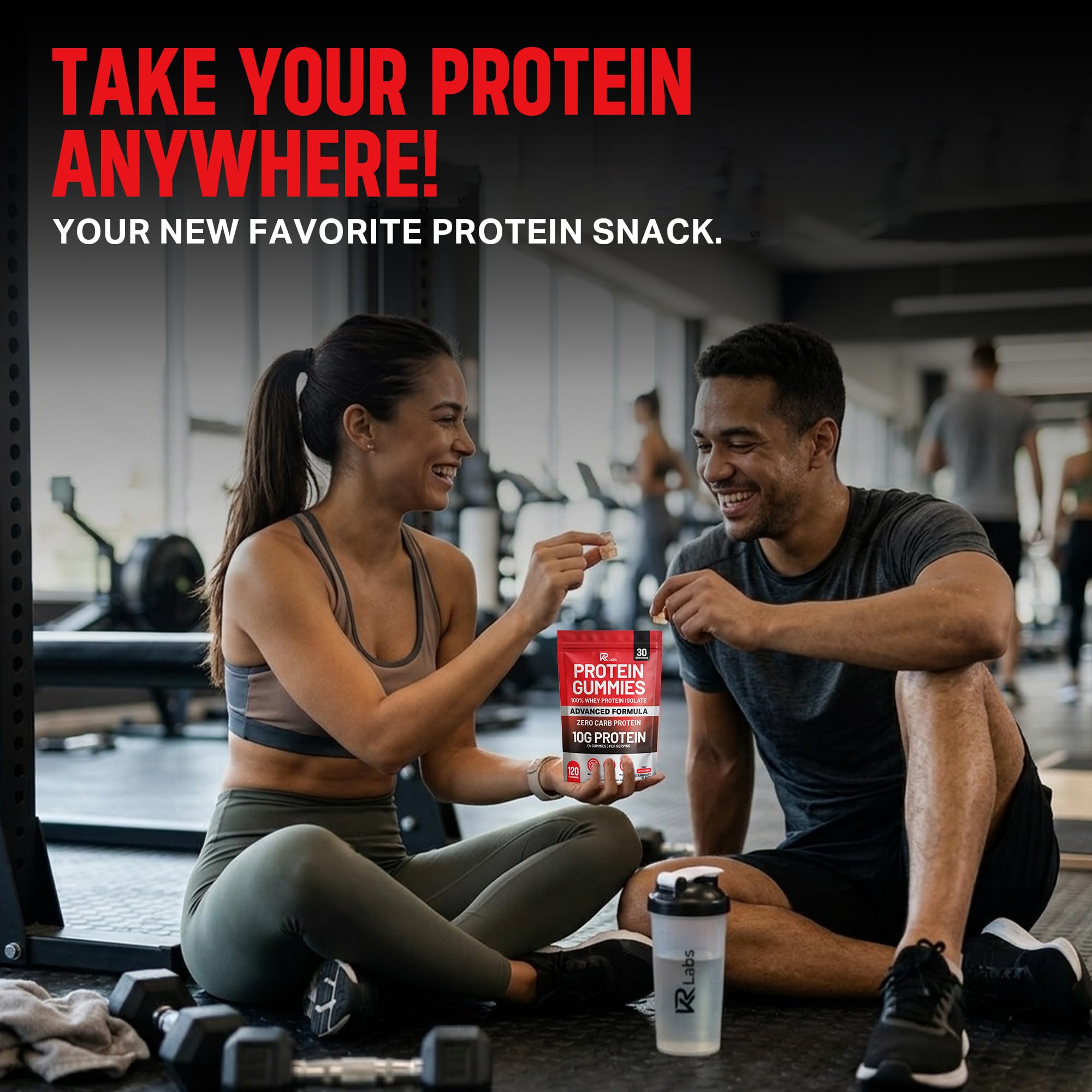 KR Labs gomitas junto a equipo de gimnasio para uso post-entreno