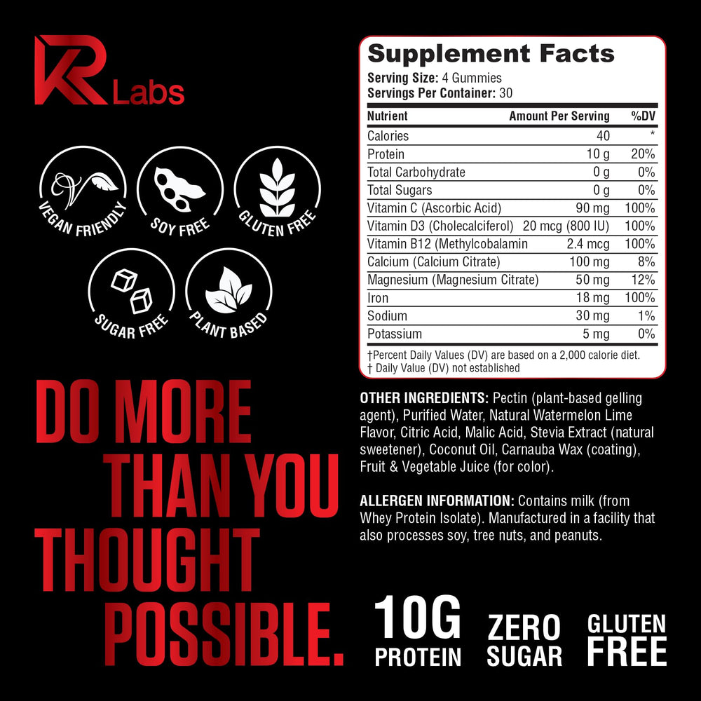 KR Labs textura cercana que muestra gomitas suaves y masticables para disfrutar