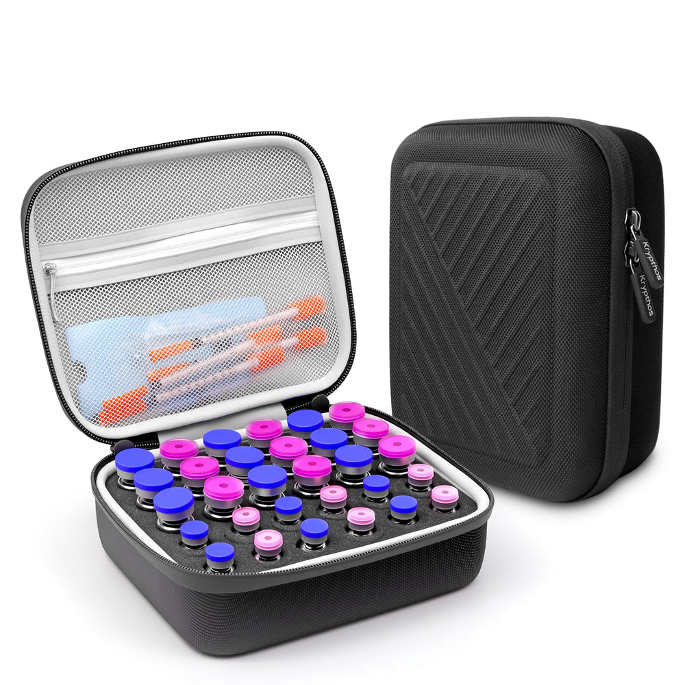Krypthos estuche abierto mostrando organización y fácil acceso