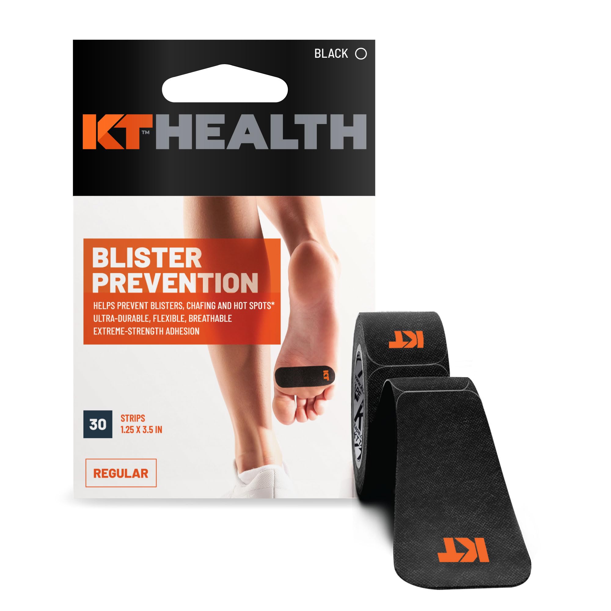 KT Tape caja frontal con 30 tiras, protección rápida contra ampollas