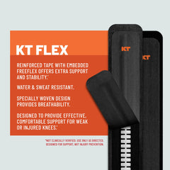 KT Tape primer plano del refuerzo FreeFlex integrado que añade soporte extra durante actividad