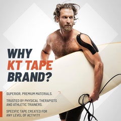 KT Tape Pro aplicado en hombro demostrando soporte durante movimiento