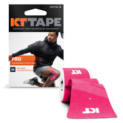 KT Tape Pro paquete frontal Hero Pink mostrando 20 tiras listas