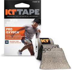 KT Tape Pro Oxygen empaque frontal mostrando tiras precortadas y beneficio conveniencia
