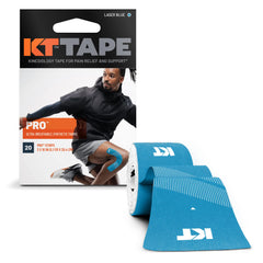 KT Tape Pro envase frontal mostrando 20 tiras, soporte duradero